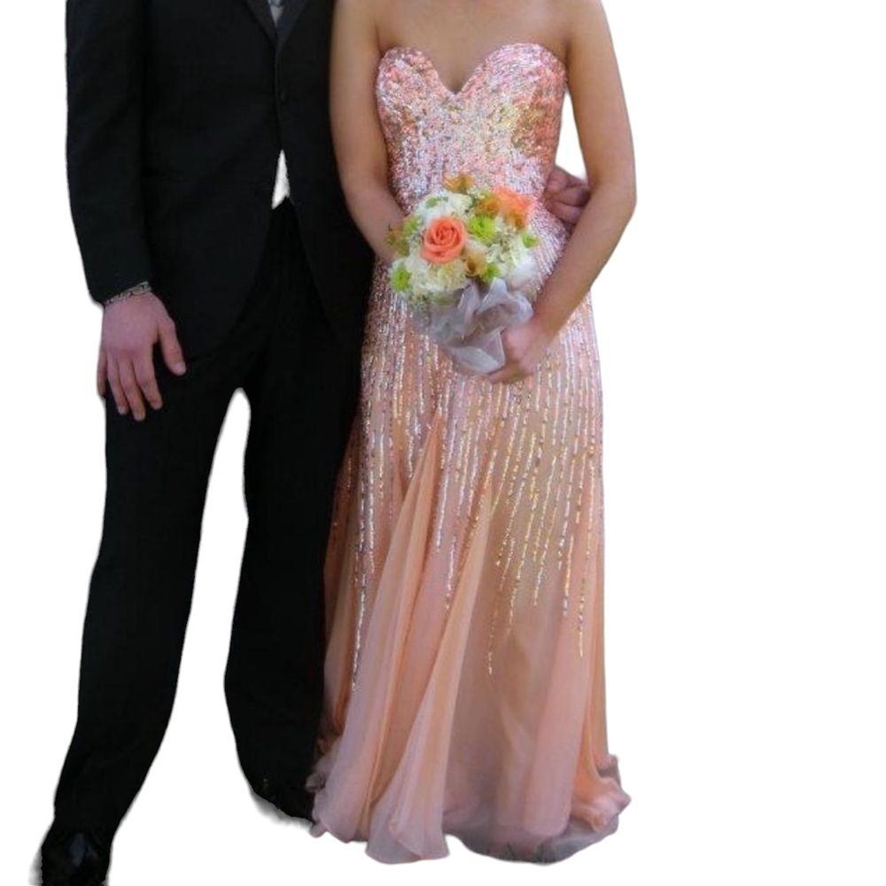 Sherri Hill coral sequin silk prom/formal gown